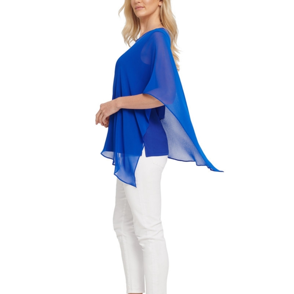 🔖DKNY ONe-Sleeve Mesh Top, Electric Blue, M, NWT